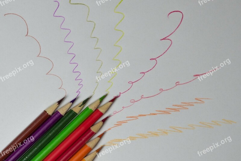 Pencils Colors Lines Wood Forest