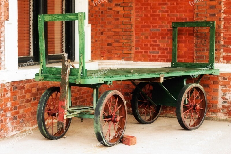 Wagon Wheels Brick Wall Green