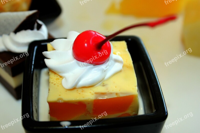 Melon Jelly Dessert Sweet Food Cherry