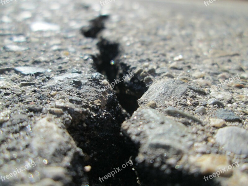 Asphalt Crack Macro Angle Perspective