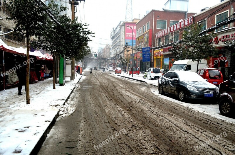 Landscape Slush Street Slush Melt Ice