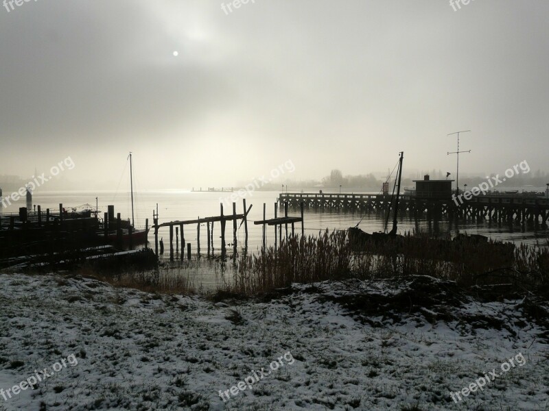 Harbour Port River Winter Fog