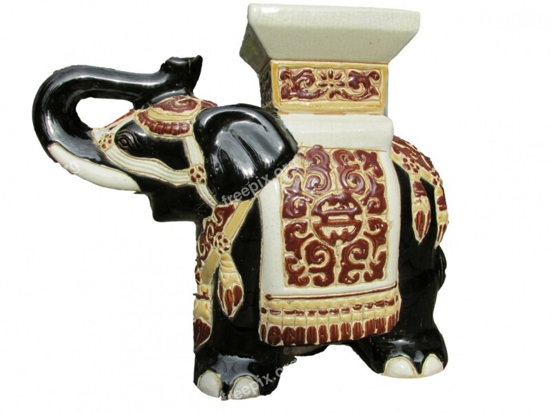 India Animal Elephant Porcelain Isolated