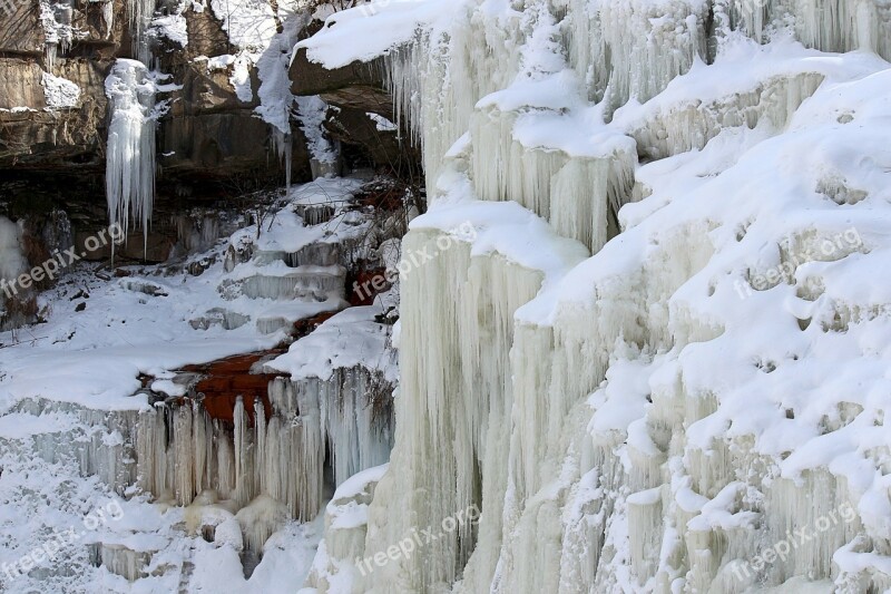 Waterfall Frozen Ice Water Snow