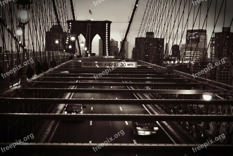 Brooklyn Bridge Black White New York