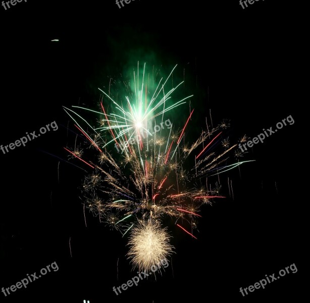 Fireworks Fire Colorful Sparks Sparkling