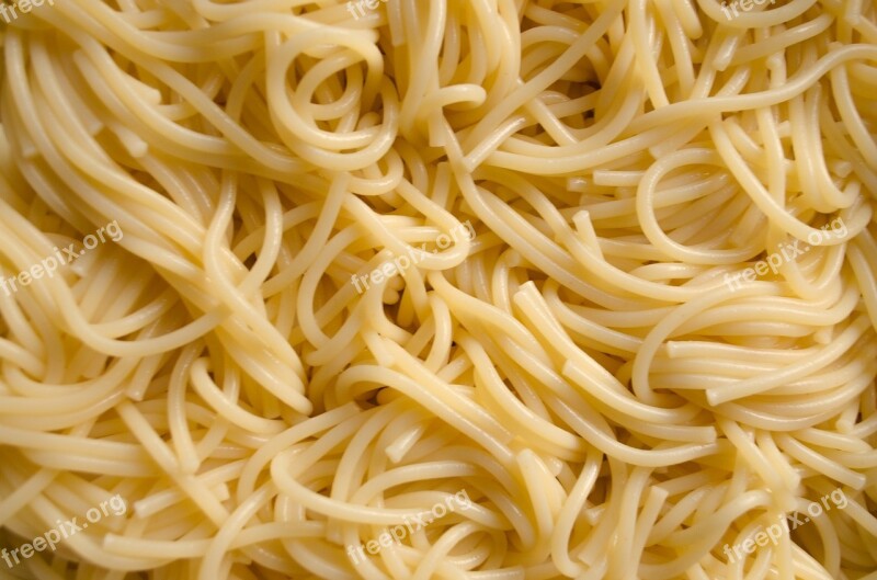 Spaghetti Pile Cooked Pasta Close-up