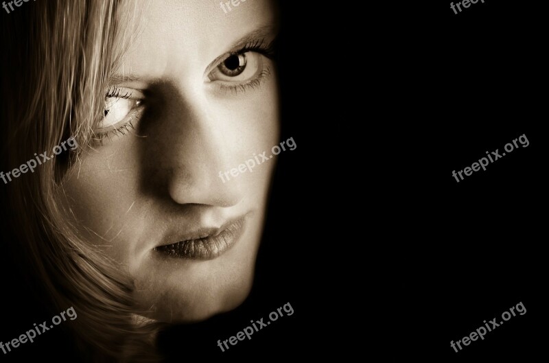 Woman Face Eyes Feeling Shadow