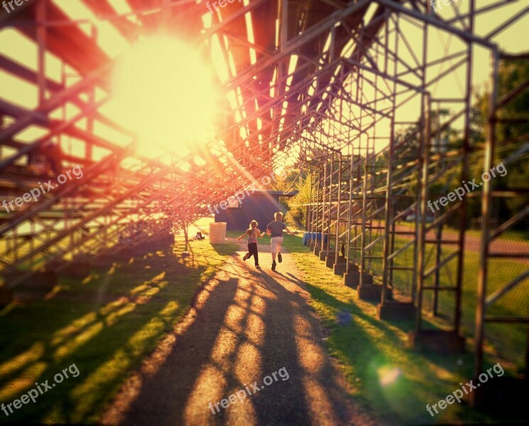 Kids Fun Running Bleachers Sport