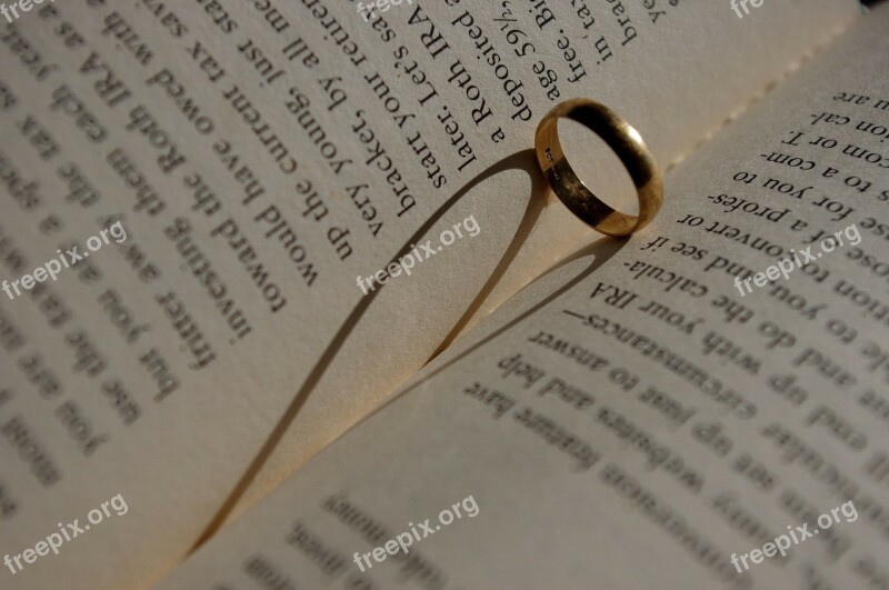 Book Heart Shadow Ring Love