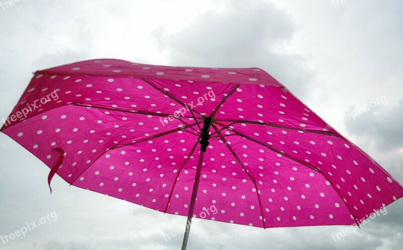 Pink Umbrella Rain Winter Clouds