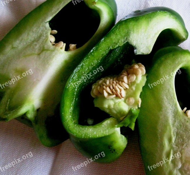 Fruit Peppers Green Cut Seeds