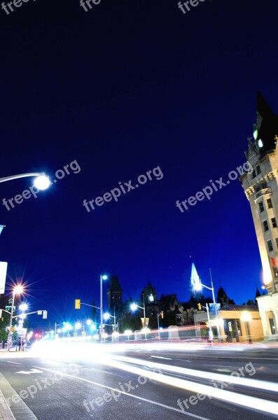 Lights Light Trails Ottawa Traffic Night