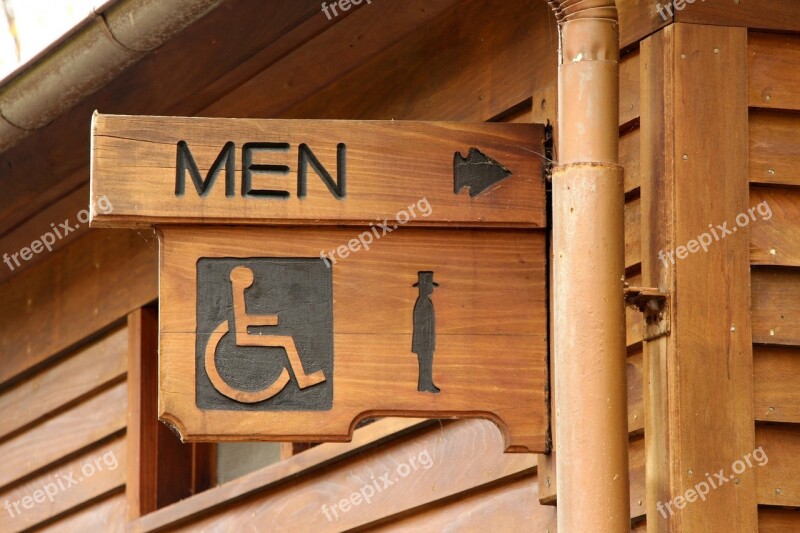 Restroom Public Convenience Wooden Sign Men