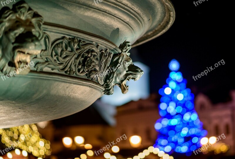 Bokeh Christmas Decoration Light Blue Yellow Christmas Tree