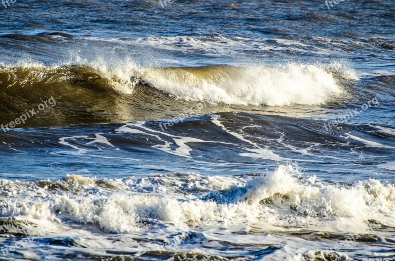 Waves Blue Spray Sea Outdoor