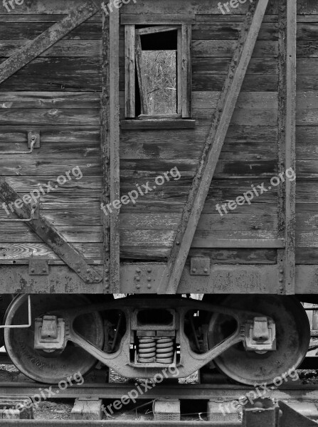 Railroad Rail Train Car Black And White