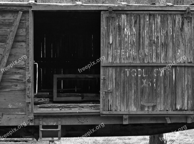 Railroad Rail Train Car Black And White