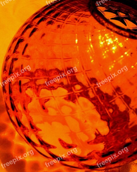 Glass Amber Ball-shaped Patterned Textured