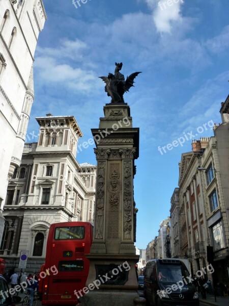 Fleet Street Clouds London Street Traffic Buildings