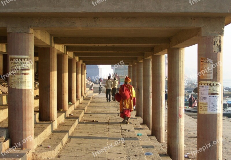 Walking Robes Red Pillars Man