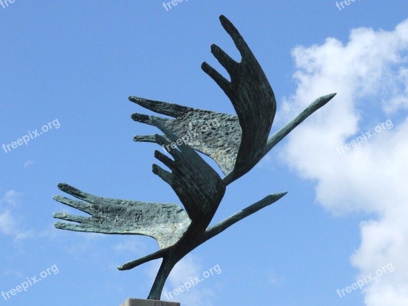 Cranes Bronze Statue Figure Sculpture