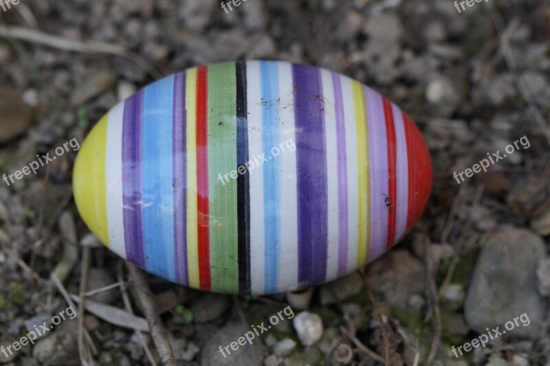 Easter Egg Ceramic Egg Colorful Striped