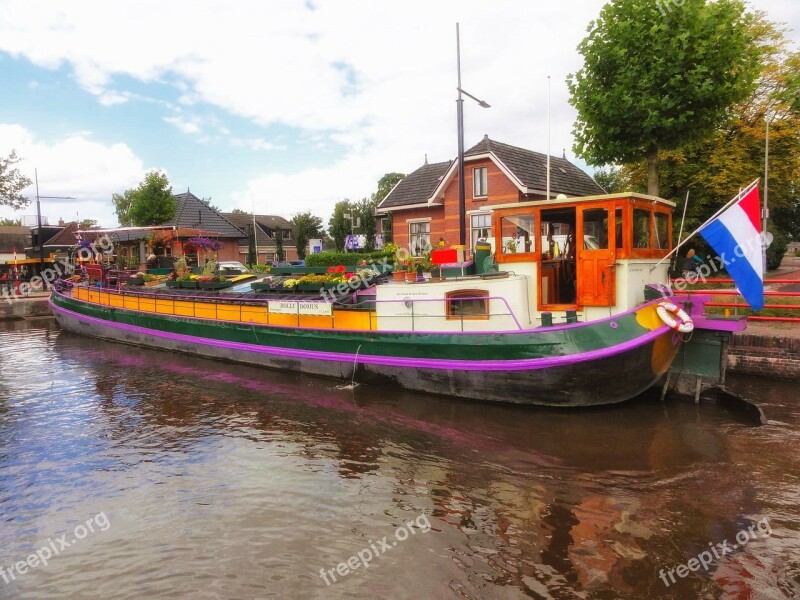 Netherlands Village Boat Ship Waterway