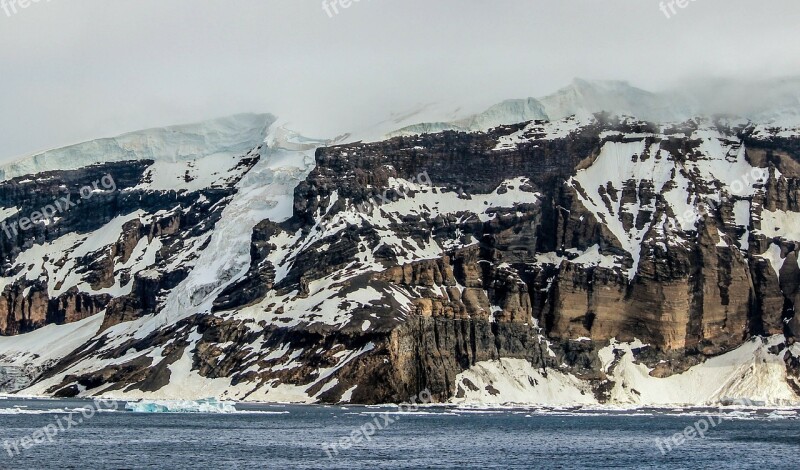 Antarctica Mountain Icy Rock Landscape