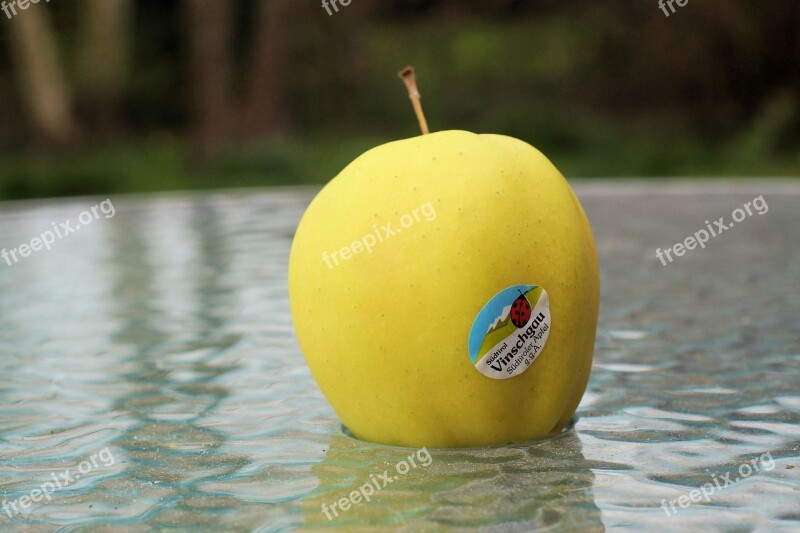 Apple Fruit Glass Table Fresh Food