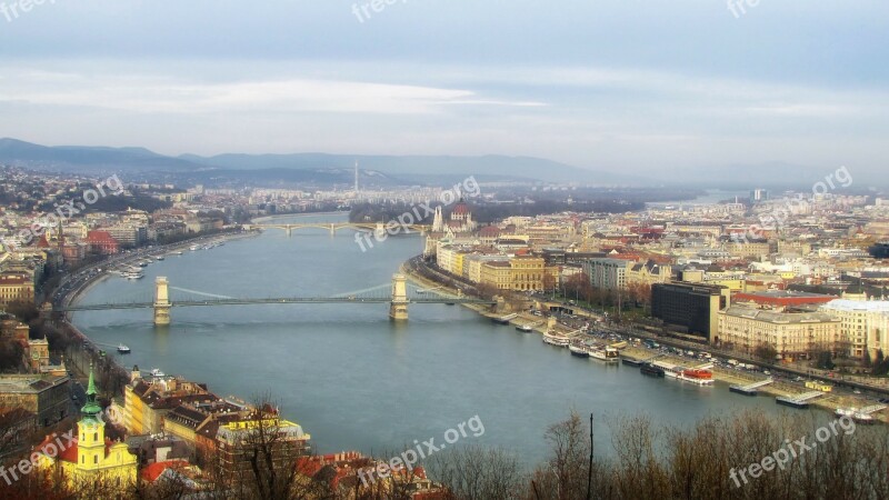 Budapest Bridge Landscape Scenic Outside