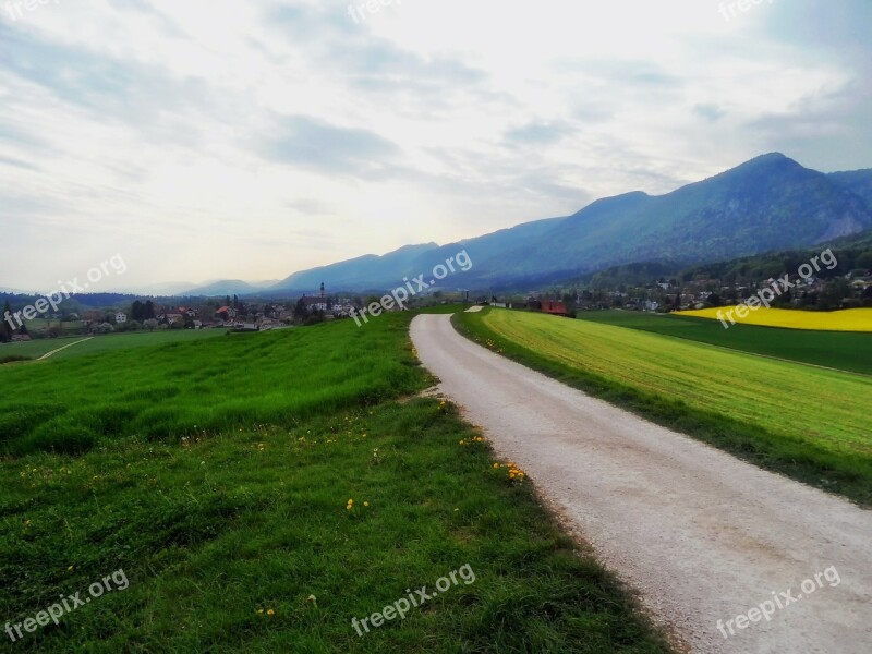 Switzerland Sky Clouds Road Landscape