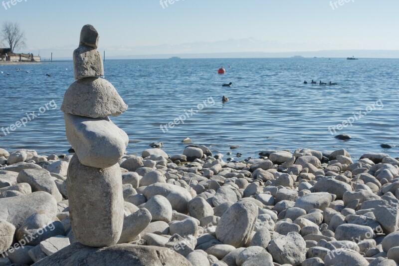 Lake Constance Water Beach Sculpture Stones