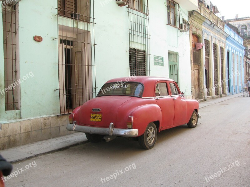 Havana Cuba Old Car Red Free Photos