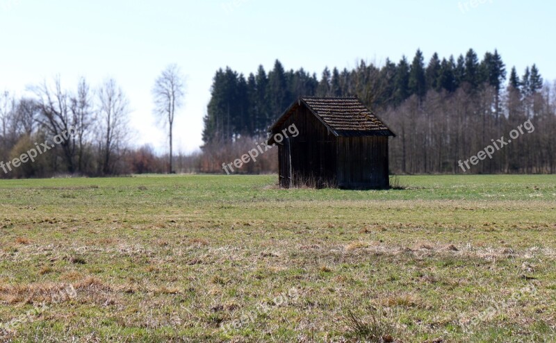 Hut Barn Field Meadow Nature