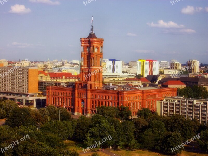 Red City Hall Berlin Germany City Urban