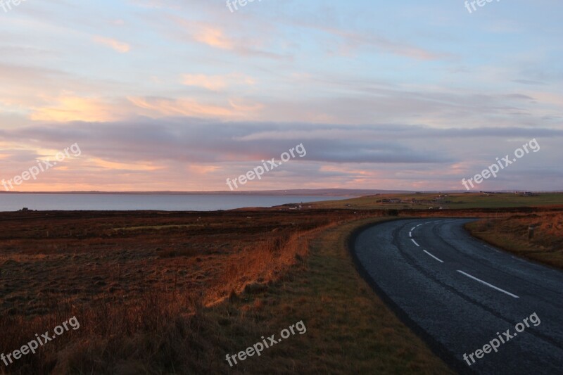 Scotland Road Landscape Sunset Wide