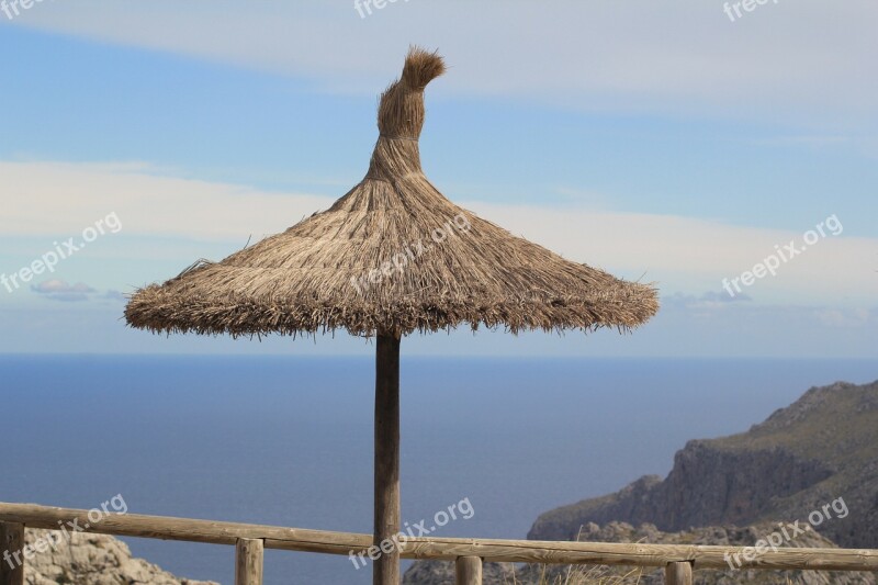 Parasol Straw Vacations Mallorca Spain