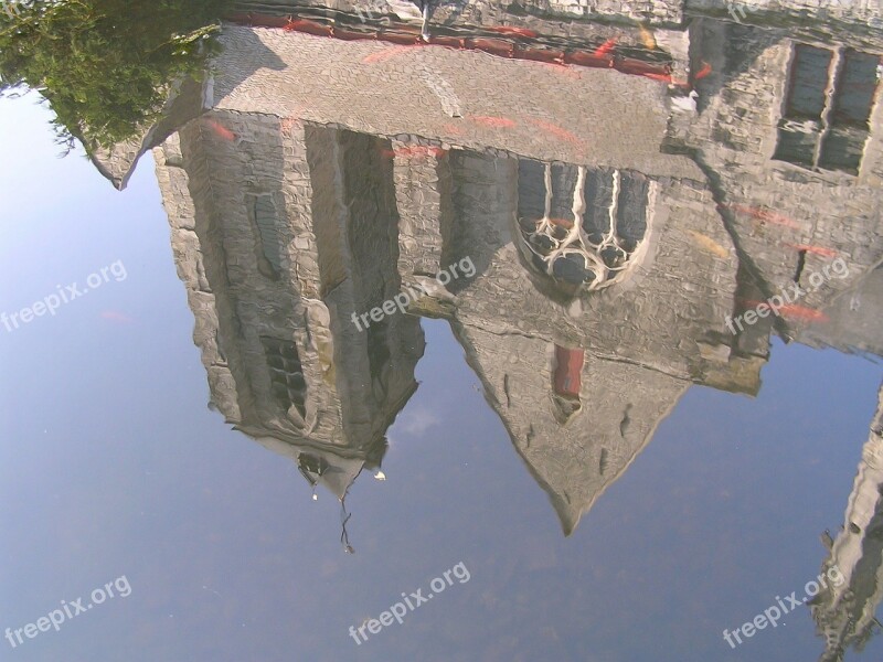 Water Reflection Building Church Brick