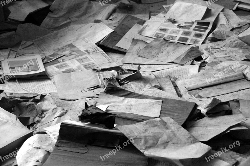 Paper Pile Waste Paper Newspapers Waste Black And White