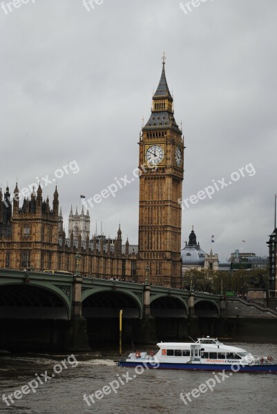 London Big Ben England Clock River