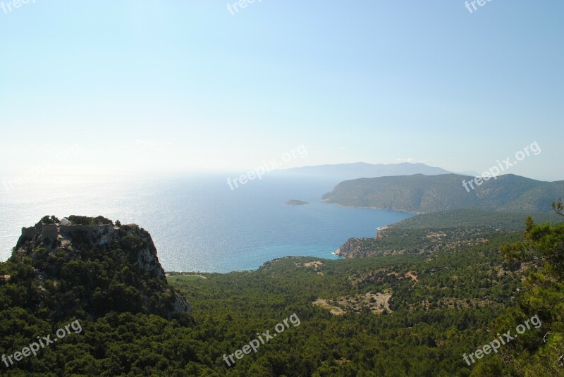 Rhodes Island Sea Landscape Water Sky