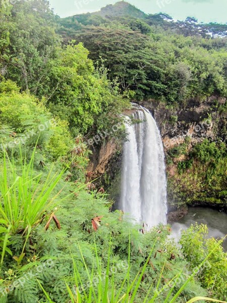 Kauai Hawaii Waterfall Mountains Waterfalls