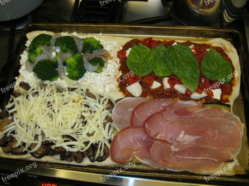 Pizza Food Basil Prosciutto Broccoli