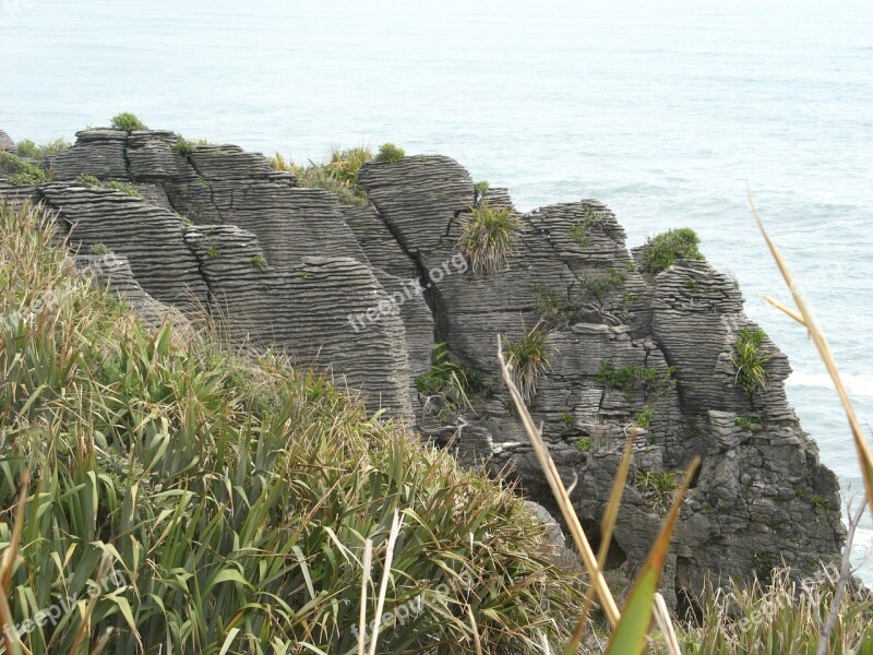 New Zealand Pancake Rocks Punakaiki Stones Cliff