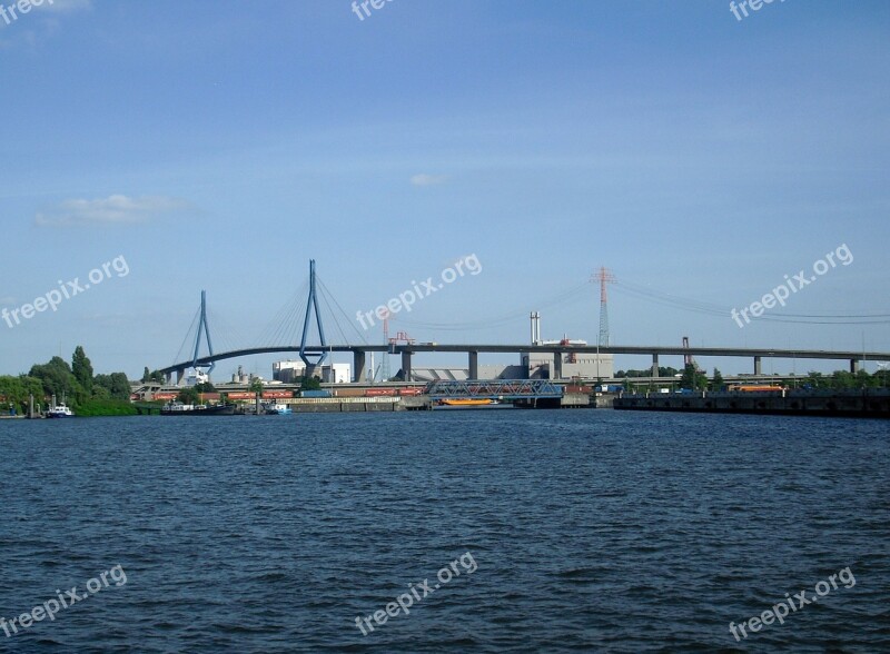 Hamburg Port City Elbe Bridge River