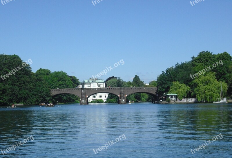 Hamburg Alster Bridge Innenalster Water