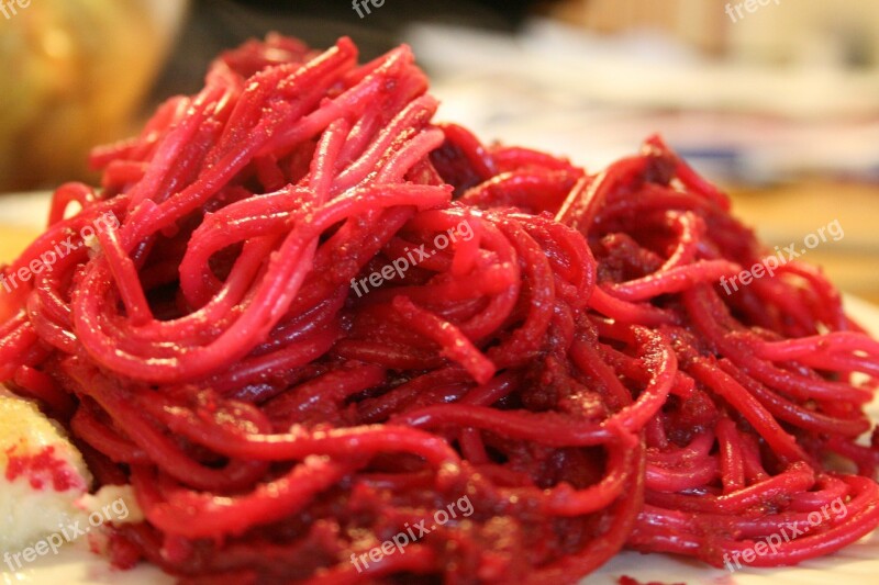 Spaghetti Noodles Red Beets Free Photos