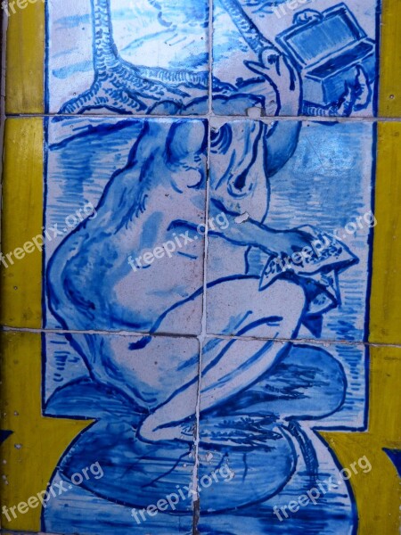 Azulejos Tile Blue Toad Frog