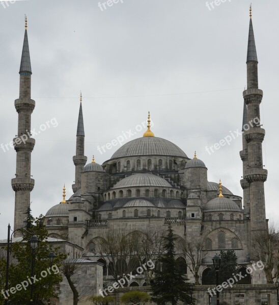 Blue Mosque Mosque Minaret Tower Faith